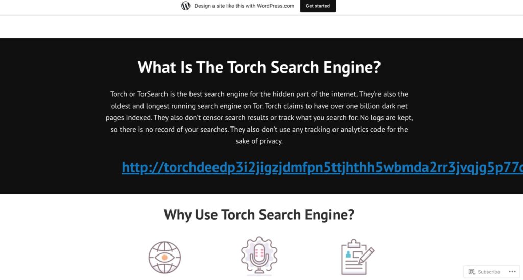 Torch dark web search engine