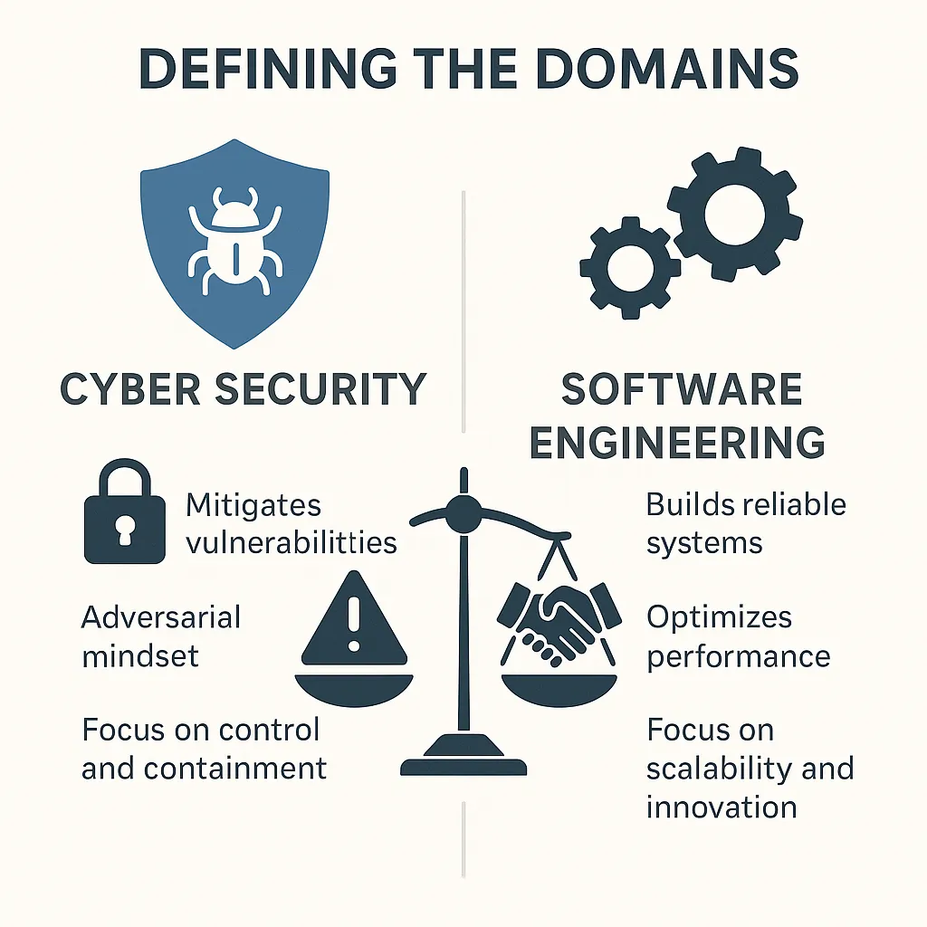 Cyber Security vs Software Engineering:Defining the Domains