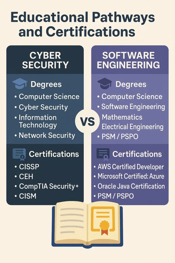 Cyber Security vs Software Engineering Educational Pathways and Certifications