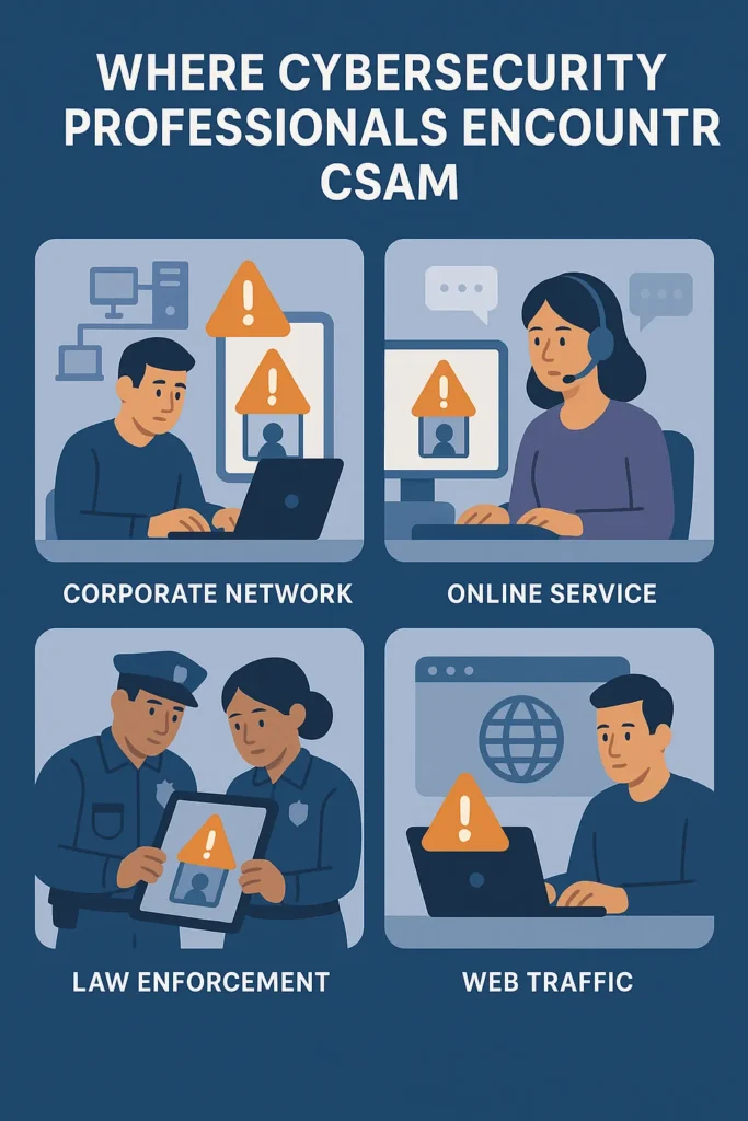 Where Cybersecurity Professionals Encounter CSAM