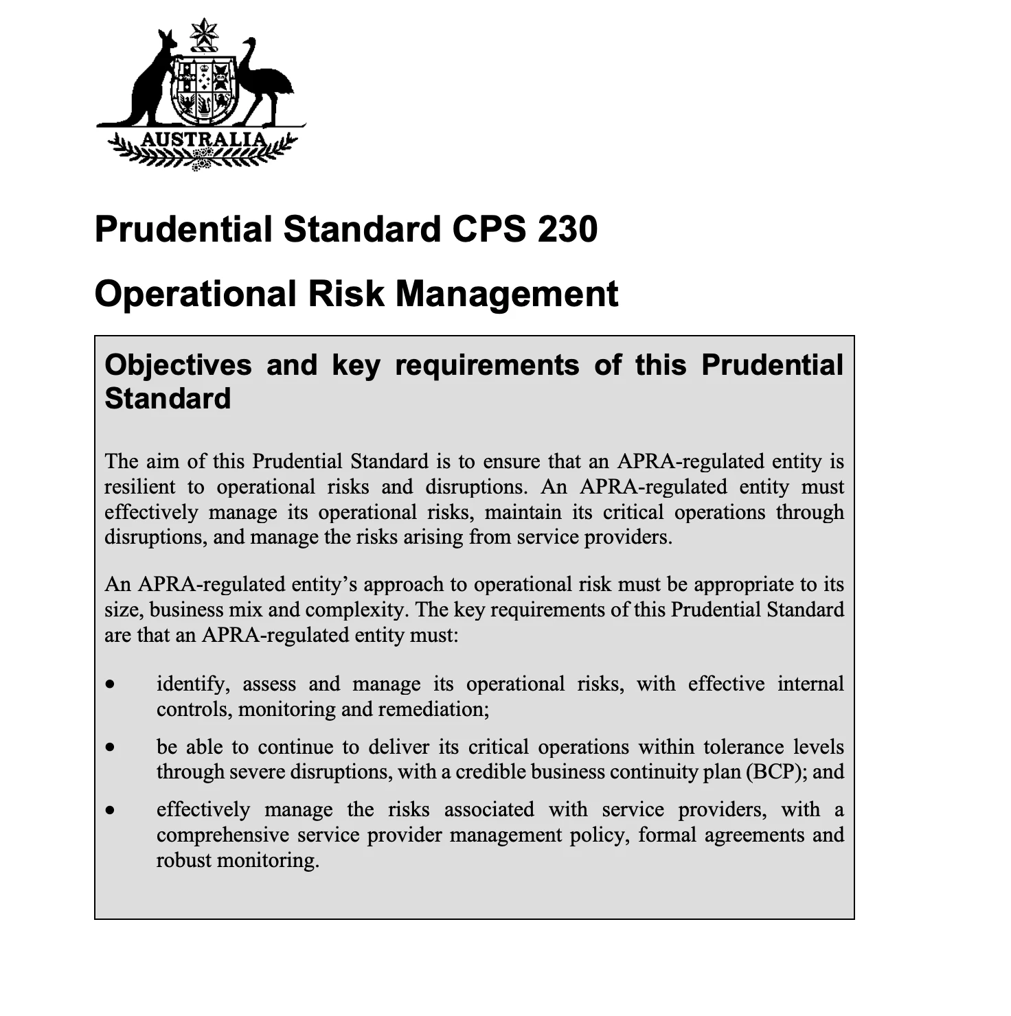apra cps 230